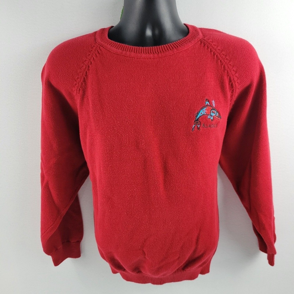 Alaska Sweater Embroidered Fish Logo Mens 2XL Red Northern Lights Company